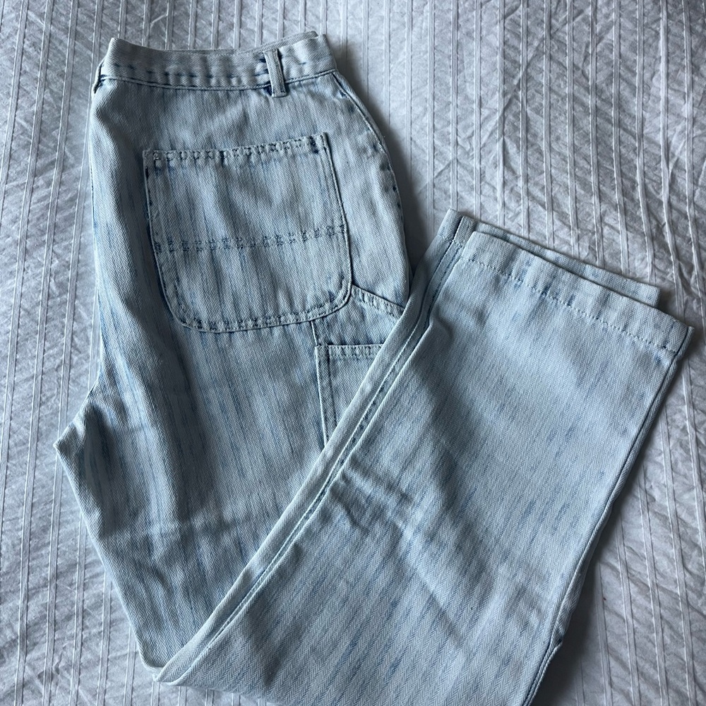 Faherty Pale Blue Straight Leg Jeans with Patch Pocket